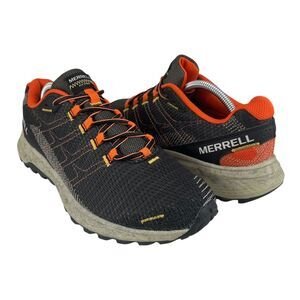 Merrell‎ Men 10 Fly Strike Black/Orange Luggy Comfort Trail Runner Shoes J067377